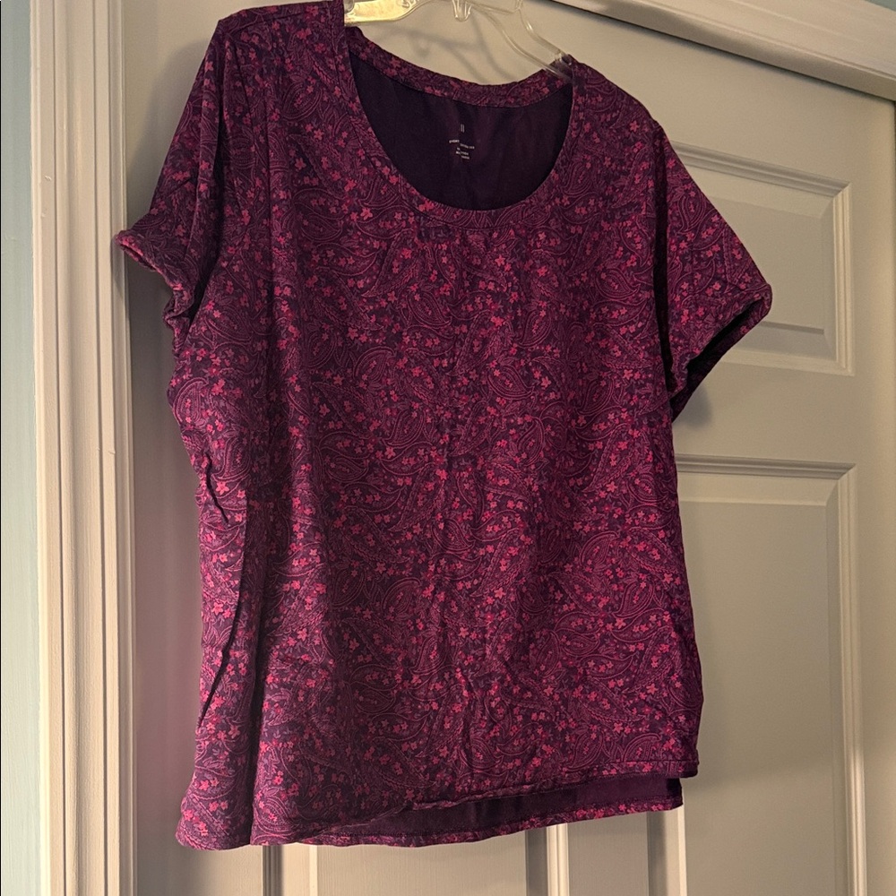 J. Jill Purple Paisley Short Sleeve Everyday Cotton Tee